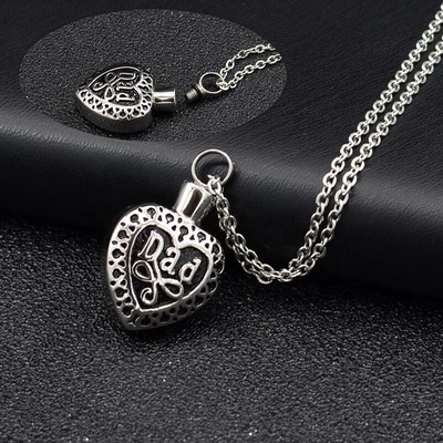 Heart Shape Urn Necklace for Ashes Cremation Jewelry Keepsake Dad Memorial Pendants