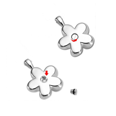 Charm Pendants Type Stainless Steel Flower Cremation Necklace for Memorial Locket