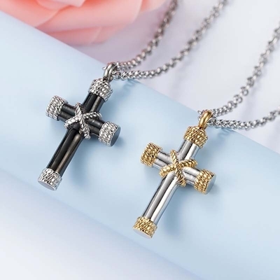 Stainless Steel Funeral Cremation Cross Pendant Urn Necklace Memorial Keepsake Jewelry
