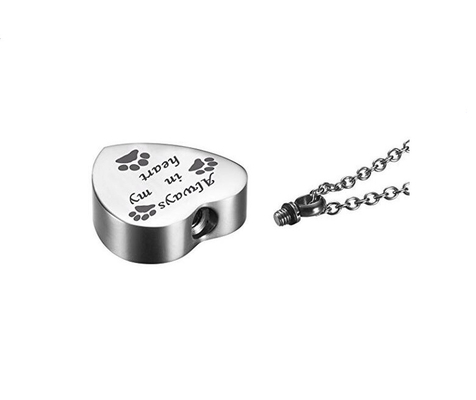 Always in My Heart Footprint Stainless Steel Heart Pendant for Women's Remembrance