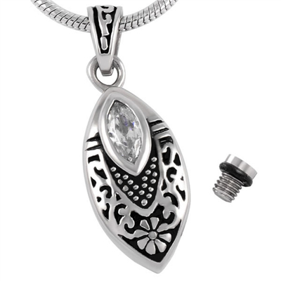 Stainless Steel Crystal Rhinestone Oval Cremation Pet Ash Holder Urn Keepsake Pendant
