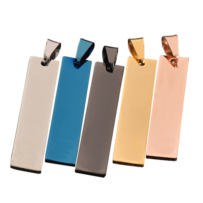 Custom Stainless Steel Military Tag Necklace with Rectangular Pendant and Five Colors