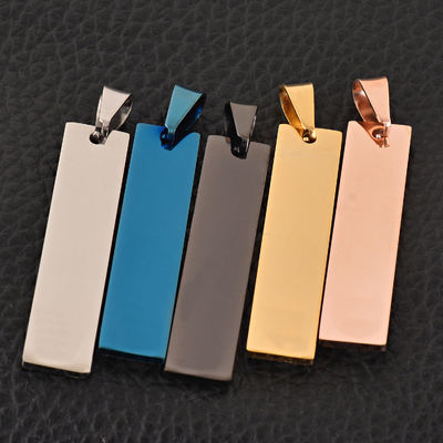 Custom Stainless Steel Military Tag Necklace with Rectangular Pendant and Five Colors
