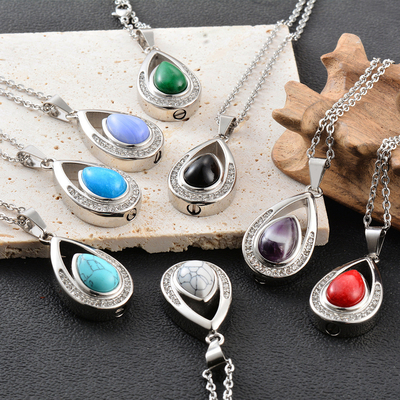 Openable Ash Commemorative Necklace Light Luxury Wind Drop Diamond-Encrusted Pendant