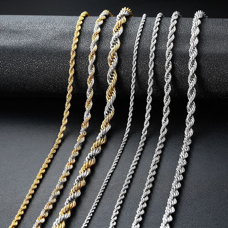 Stainless Steel Twist Rope Chain Necklace For Women and Men Fashion Jewelry Accessories