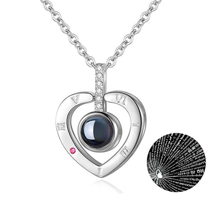 Gift Your Special Someone 100 Languages I Love You Necklace with Projection Pendant