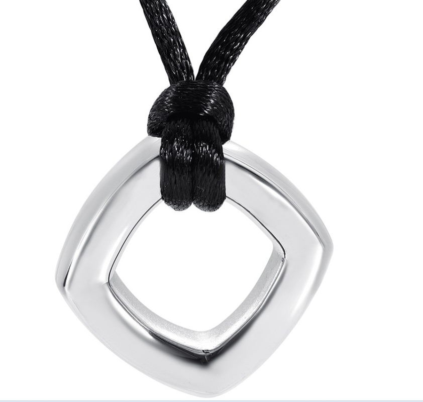 Jewelry Type Pendants or Charms Silver Hollow Square Pendant Necklace for Cremation Ash