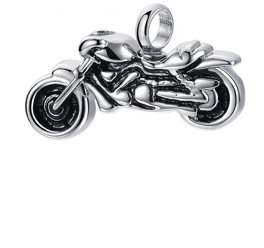 Stainless Steel Cremation Urns Necklace Women's Engraved Punk Boys Motorcycle Pendant