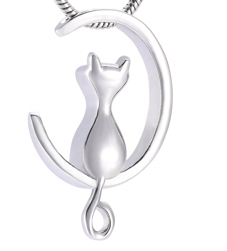 Rose Gold Plated Moon Cat Shape Cremation Jewelry for Pet Ashes 8 Year's Experience