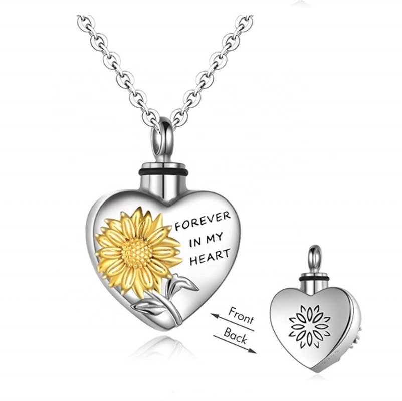 Forever In My Heart Heart Sunflower Urn Perfume Necklace A Tribute with Unique Designs