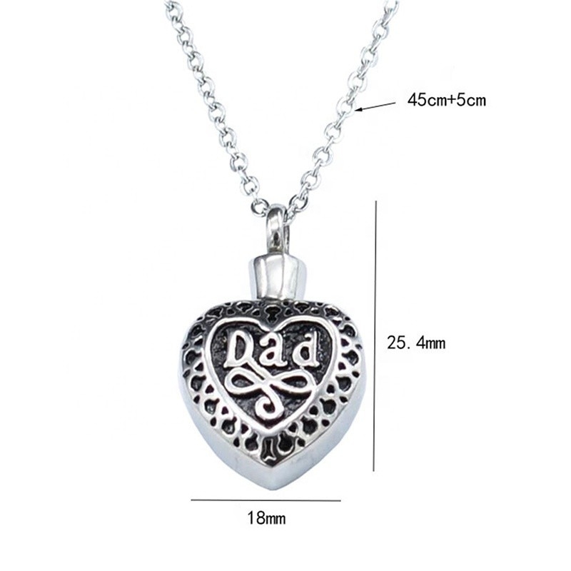 Heart Shape Urn Necklace for Ashes Cremation Jewelry Keepsake Dad Memorial Pendants